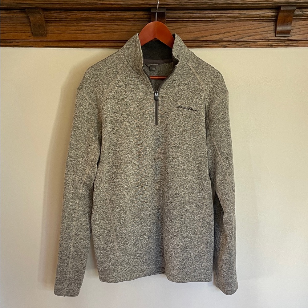 Eddie Bauer Men's Gray Quarter-Zip Sweater